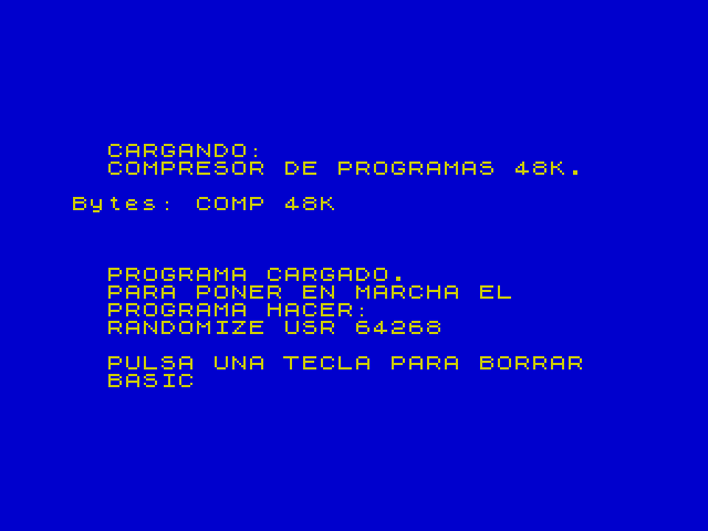 Compresor de Programas 16 y 48K image, screenshot or loading screen