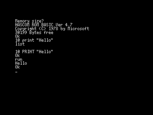 NASCOM BASIC emulator image, screenshot or loading screen